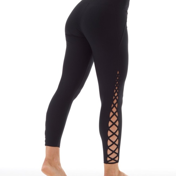 SOLD •Strappy 7/8 Length Black Leggings• - Picture 7 of 8